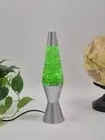 Lava Original Lamp - 37CM Sliver Base /Glitter Green Genie - Green Liquid