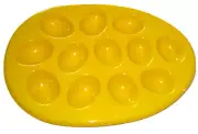 EASTER EGG SHAPED PLATTER ~ YELLOW ~ Holds 12 eggs~ Plastic ~ BPA Free