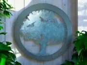 20-Inch Round Wood and Metal Tree of Life Wall Art – Rustic Industrial Decorativ