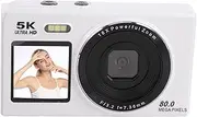 Dpofirs 5K Dual Screen Digital Camera, 80MP Vlog Photography Camera with 18X Digital Zoom Flash, Portable WiFi Autofocus Cameras for YouTube,Campus,Travel (White)