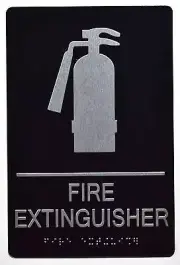 FIRE Extinguisher Sign Black-Sign (Aluminum, Black/Silver, Size 6x9).-REF24-1027