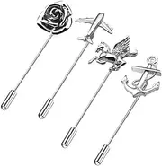 [rhungift] 4pcs Men Metal Brooch Pins Lapel Stick Pin Suit Tie Brooch Badge