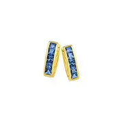 9ct Gold Created Sapphire Huggie Earrings in Blue