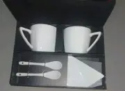 6-Piece Coffee Set - 2 Cups, 2 Saucers, 2 Spoons-NEW