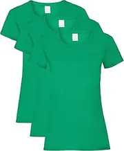 [FIANA FASHIONS] Women's Crew Neck Short Sleeve Plain Cotton T-Shirts, Kelly Green, L