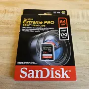 Sandisk Extreme Pro 64GB 64G SD SDXC Memory Card 170MB/s UHS-I Class10 V30 U3 4K