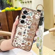 Phone Case Compatible with Tecno Camon40 Pro 4G/5G/CM6/CM7, Cute Waterproof Wrist Strap Wristband Protective Silicone Anti-dust Kickstand Ring