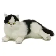 Bocchetta Plush Toys Woodrow Black White Piebald Fluffy Cat Laying Down