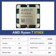 AMD New Ryzen 7 9700X Processor R7 9700X Desktop Gaming CPU 5.5GHz 8-Core 16-Thr
