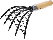 MINAOLULUS 1Pc Stainless Steel Seafood Digging Rake with Net Durable Clam Tool with Handle for Beach and Oyster Shell Harvesting for Clam Diggers and