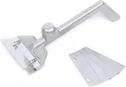 Grill Scraper, Large Casting Aluminum Griddle Scraper with Handle, Commercial Food Scraper Tool, Pizza Oven Clean Tool with 4 Stainless Steel Blades, for Picnics Parties Kitchen