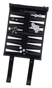 Harley-Davidson Off Road Backgammon Traveling Roll-up Travel Game Set - Black