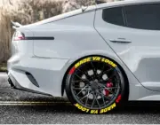 TIRE LETTERS 1.25" MADE YA LOOK(YELLOW) W/RED FLAGS 15"16"17"18" 19" 20" 21" 22