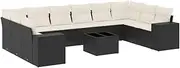 vidaXL - 11 Piece Garden Sofa Set with Storage - Black Poly Rattan - Outdoor Modular Lounge with Cushions - Weather-Resistant Patio Furniture