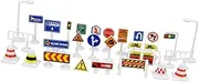 CoudarTitie 28 Piece 1/64 Scale Road Sign Set for Model Dioramas and Layouts, A