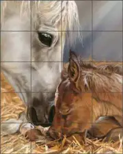 Horse Tile Backsplash Kim McElroy Equin Art Ceramic Mural KMA041