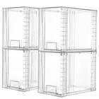 4 Pack Clear Stackable Storage Drawers,9.7" High Plastic Organizers Bins for ...
