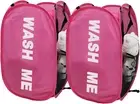 2 Pack Mesh Pop up Laundry Hamper Collapsible Laundry Basket Pink Dirty Clothes