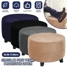 Round Ottoman Cover Stretch Ottoman Cover Plush Round Footstool Cover Ottoman⦿