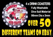 4 x BOMBERS ESSENDON OR OTHER FOOTBALL AUSSIE RULES DRINK COASTERS