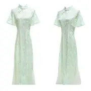 Chinese Traditional Cheongsam Women Lace Embroidered Qipao Evening Dress
