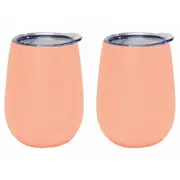 2x Annabel Trends 295ml S/Steel Wine Tumbler Double Walled Cup Gelato Peach