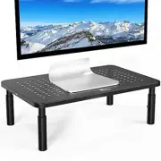 Monitor Stand Riser 3 Height Adjustable Metal Computer Desk W Mesh Platform For