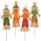 Scarecrow Bundle: 4 Items - Set of 4 28" Scarecrow Stakes for Fall Halloween