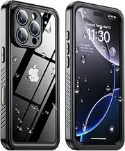Justcool for iPhone 16 Pro Case Waterproof, [12FT Military Drop Proof] [IP68 Waterproof] Built-in Screen Protector Full Body Shockproof Dustproof Case for iPhone 16 Pro 6.3", Black
