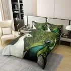 Peacock Queen Size Bedding Set,Peacock Feather Nature Wild Animal