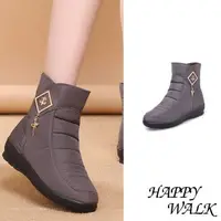 在飛比找森森購物網優惠-【HAPPY WALK】雪靴 防水雪靴/輕量時尚吊墜扣飾雙層