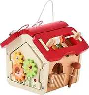 Wooden Activity Cube for Babies, Bead Maze and Xylophone, Children 12 Months and Up, red
