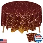 Newwiee Round Dot Tablecloth 84 Inch Plastic Table Cover Dots Confetti Tablec