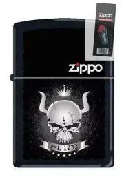 Zippo 0860 skull & logo 1932 black matte Lighter + FLINT PACK