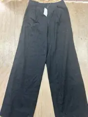 VINCE Women's M Black Straight Leg Linen Blend Pull On Slacks V963722291 Stretch