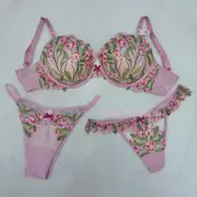 Victoria's Secret Dream Angels Push Up bra set embroidery Lily floral pink rose