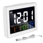 2X(Color Screen LCD Electronic Desk Alarm Clock with Temperature Date3847