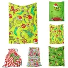 Christmas Grinchs Fleece Blanket Throw Over Bed Plush Soft Bedspread Xmas Gift*