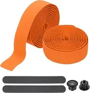 uxcell Bike Handlebar Tape, 2 Rolls 6.6 Feet Bike Grip Tape High-Elasticity EVA Foam Cycling Handle Wraps Comfortable Non-Slip Shock Bicycle Wrap with End Plugs for Road Bike, Orange