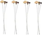 4 Sets Dried Lotus Flower Stem for Home Table Decor Elegant Floral Arrangements Centerpiece Rustic Dried Grass Decor Zen Aesthetic Lotus Flower Display for Living Room