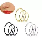 9Pcs Nose Ring Open Hoop Lip Body Piercing clip on Studs Stainless Steel Jew ❤OF