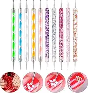 10 Pcs Nail Art Dotting Tools Set, 2-Way Dotting Pen & Ball Tip Clay Sculpting Tools for Nail Art, Manicure, Mandala Drawing, Rock Painting, and Art Tracing