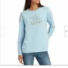 Ellen Tracy Women's Let It Snow Long Sleeve TOP (LIGHT BLUE,LARGE)NWT