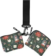 [Amooorous] Green Merry Christmas Party Women's Coin Wallet Card Holder Thin Flat Card Organizer Purse with Zipper Coin Pocket for Daily Use 2 Pcs, Green Merry Christmas party, 1 size, Casual
