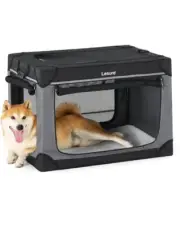 Dog Travel Crate, Soft Sided Dog 36"L x 25"W x 25"H Dark Grey(With Mat)
