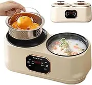 Low Sugar Rice Cooker, 3.4L Double Spelling Rice Cooker with Non-Stick Interior & Stainless Steel Steamer Basket, 6 Cooking Modes for Families, Easy to Clean