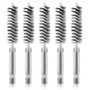 5 Pack 1/2 Inch Stainless Steel Bore Brush Set Twisted Wire with 1/4" Hex Shank