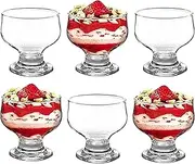 GK Global Kitchen Glass Dessert Bowls Sundae Ice Cream Set Of 6 Short Stemmed Tulip Prawn Cocktail Glasses Appetiser Fruit Salads Pudding Dishes Footed Dessert Sundae Cocktail Bowls