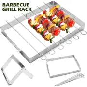 BBQ Skewer Rack Barbecue Kabob Skewer Rack Stainless Steel BBQ Metal☂
