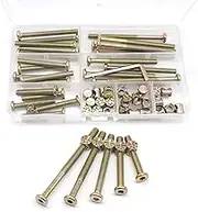 Baby Bed Crib Screws Hardware Replacement Kit, 25-Set M6x40mm/ 50mm/ 60mm/ 70mm/ 80mm Hex Drive Socket Cap Screws Barrel Nuts Assortment Kit for Beds Headboards Chairs Furniture